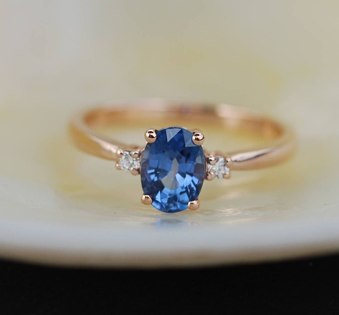 Blue Sapphire Engagement Ring. Promise Ring. Oval Engagement - Etsy