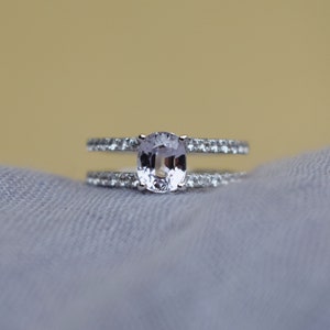 1.2ct Oval White Sapphire engagement ring white gold sapphire ring moissanite ring by Eidelprecious image 1