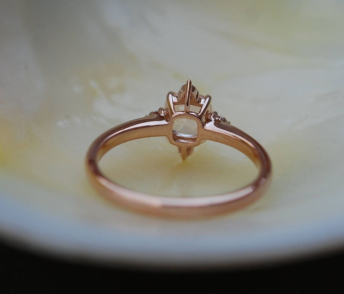 Peach Sapphire Engagement Ring. Promise Ring. Cushion Etsy Canada