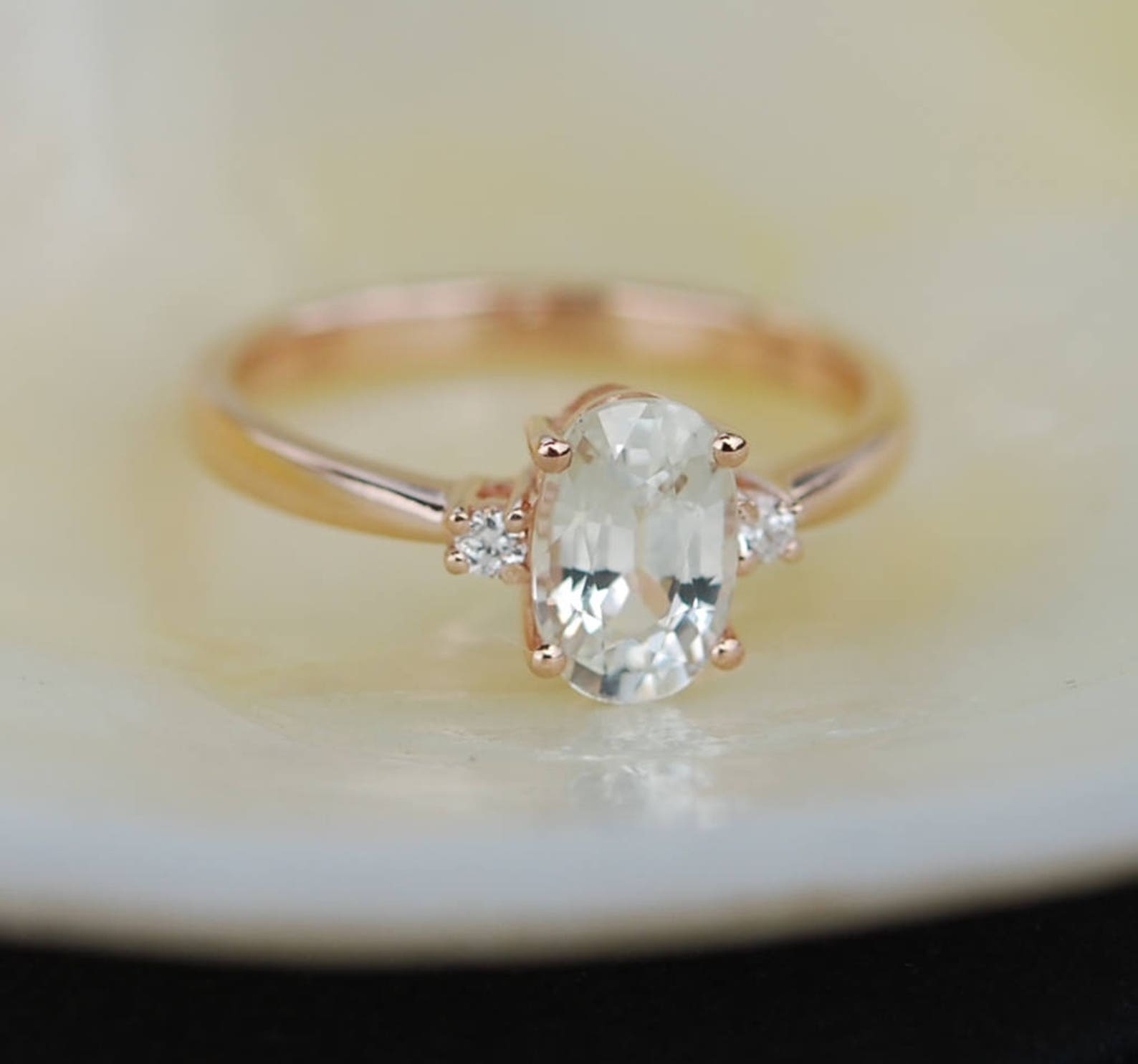 White Sapphire Engagement Ring. Promise Ring. Oval Engagement - Etsy