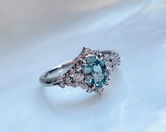 Ice Blue Sapphire Engagement Ring: Diamond White Gold Arwen Ring
