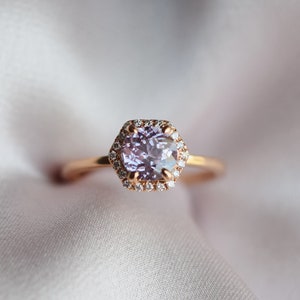 Hexagon Engagement Ring Promise ring Sapphire Engagement Ring Lavender Sapphire Engagement ring rose gold ring Eidelprecious FREE Shipping