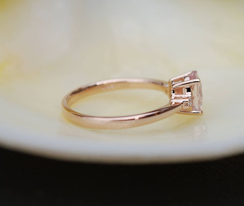 Peach Sapphire Engagement Ring. Promise Ring. Oval Engagement Etsy