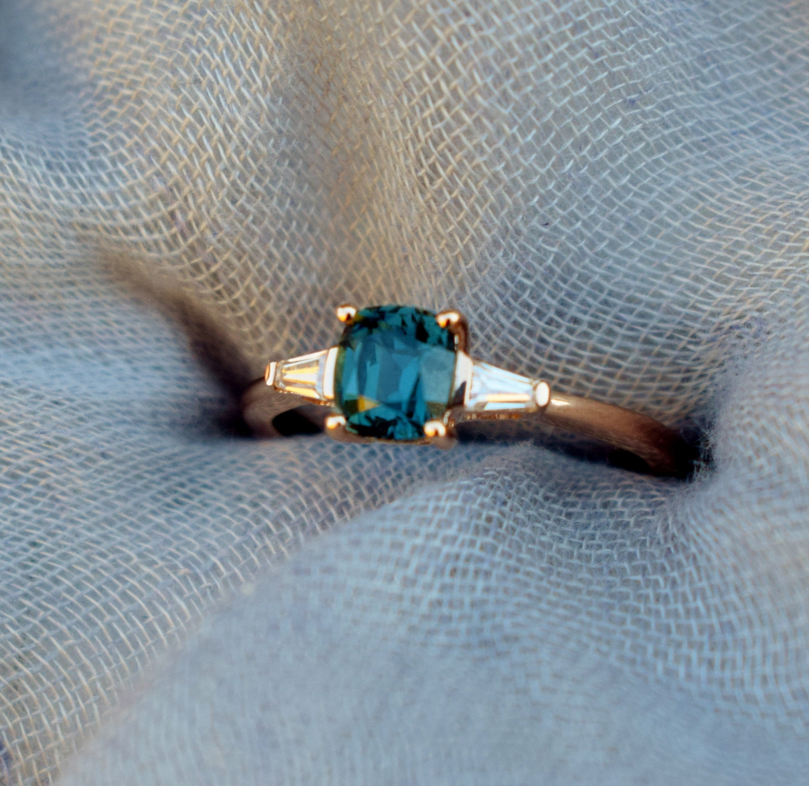 Parti Sapphire Engagement Ring. Promise Ring. Cushion Blue Etsy