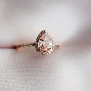 Pear Engagement Ring Promise ring Engagement Ring Champagne Sapphire Engagement ring rose gold ring by Eidelprecious FREE Shipping