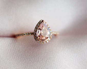 Pear Engagement Ring Promise ring Engagement Ring Champagne Sapphire Engagement ring rose gold ring by Eidelprecious FREE Shipping
