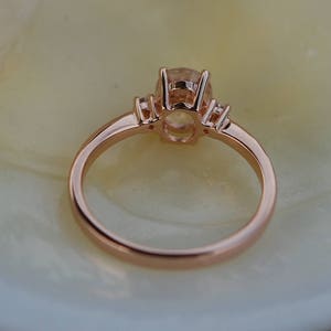 Caramel sapphire engagement ring. Promise ring. Oval engagement ring. 3 stone ring. Rose gold engagement ring.Gemstone ring by Eidelprecious image 4