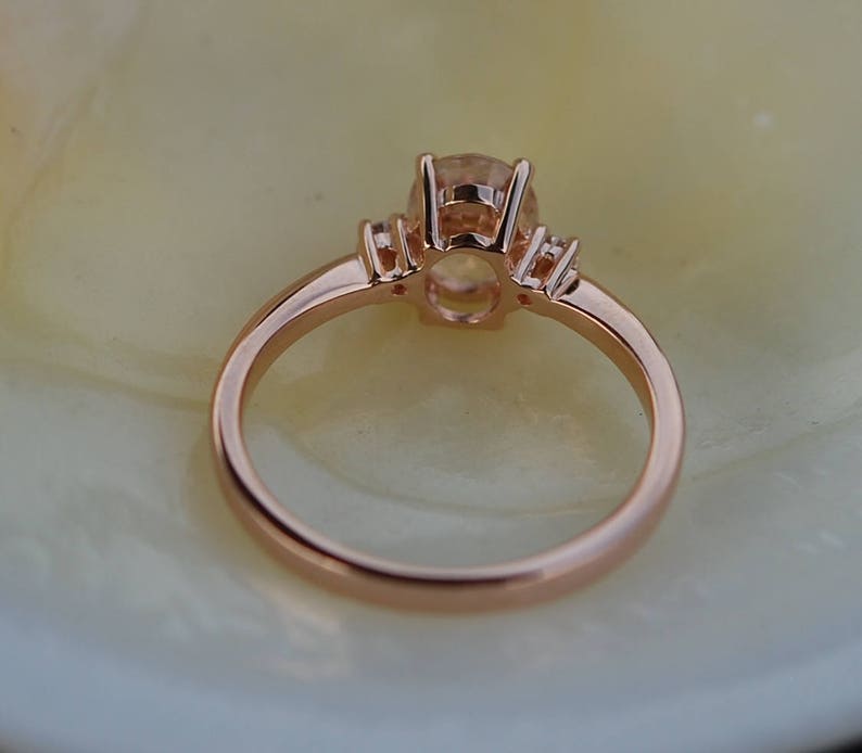 Caramel sapphire engagement ring. Promise ring. Oval engagement ring. 3 stone ring. Rose gold engagement ring.Gemstone ring by Eidelprecious image 4