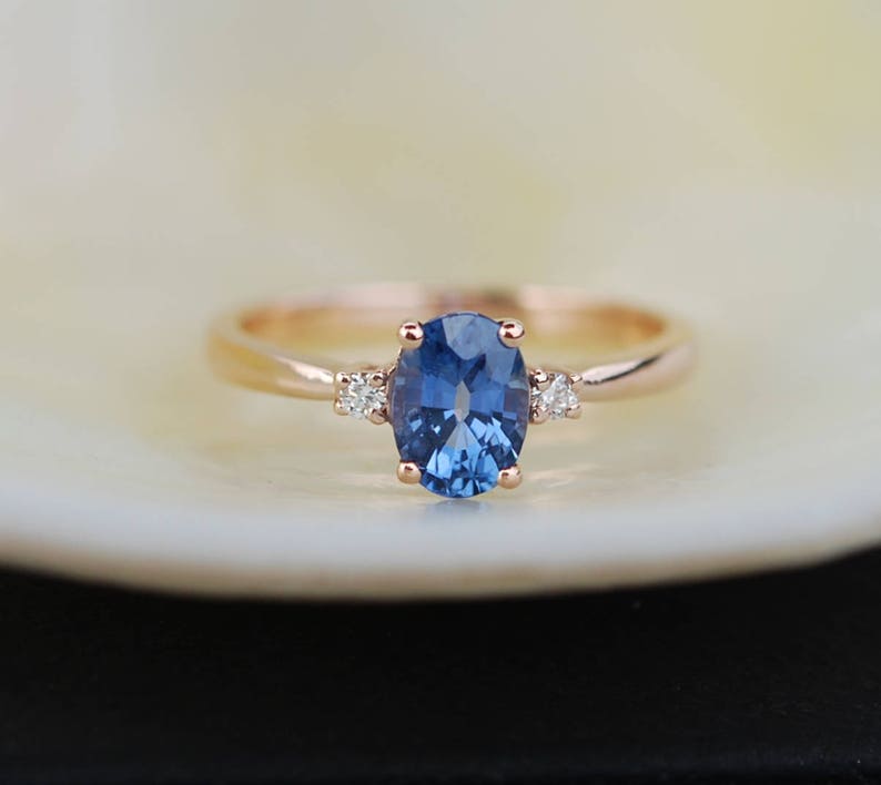 Blue Sapphire Engagement Ring. Promise Ring. Oval Engagement - Etsy