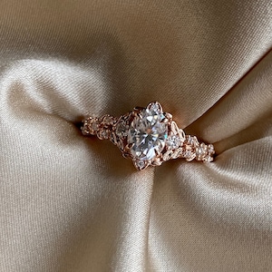 Arwen Elvish Moissanite Engagement Ring Gold Lab Diamond Engagement Ring Whimsical Fantasy Ring Fairytale Ring