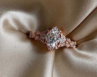 Arwen Elvish Moissanite Engagement Ring Gold Lab Diamond Engagement Ring Whimsical Fantasy Ring Fairytale Ring