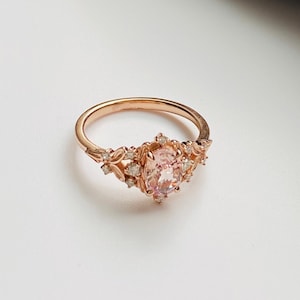 Enchanted forest pink sapphire engagement ring. Vintage filigree ring. Engagement Ring. Peach Sapphire rose gold ring by Eidelprecious image 7