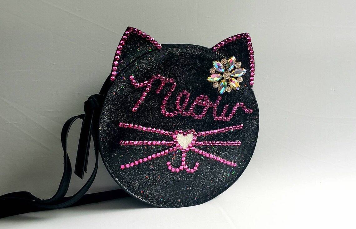 Cat purse. Kitty cat purse. Cat lovers gift. Cat bling purse. Etsy