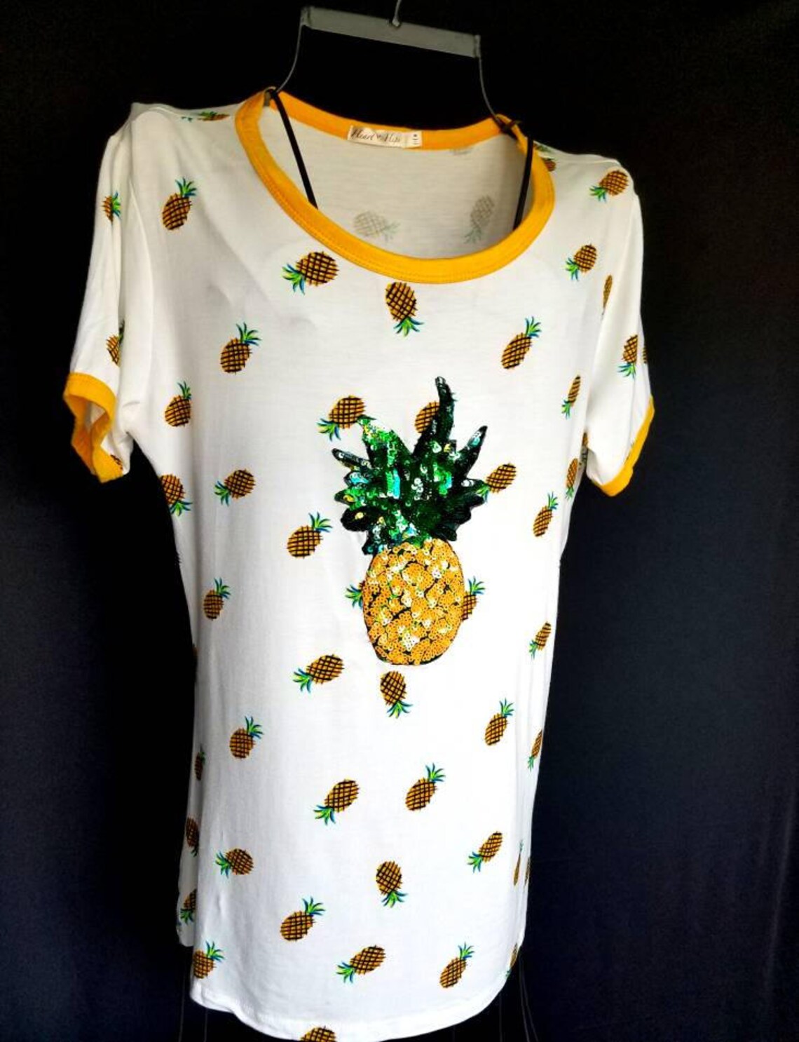 Pineapple shirt. Pineapple top Pineapple tshirt. Sequined | Etsy