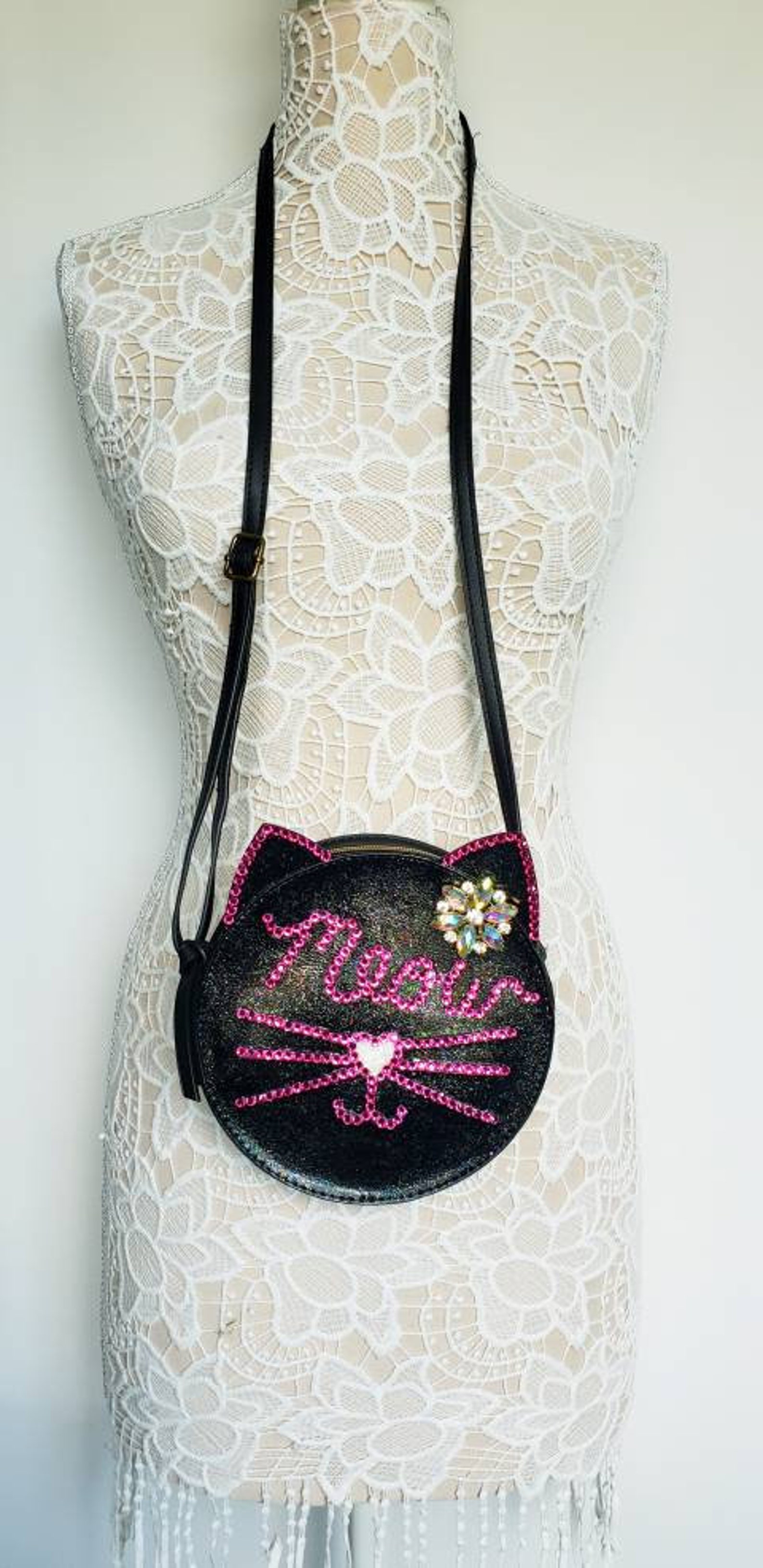Cat purse. Kitty cat purse. Cat lovers gift. Cat bling purse. Etsy