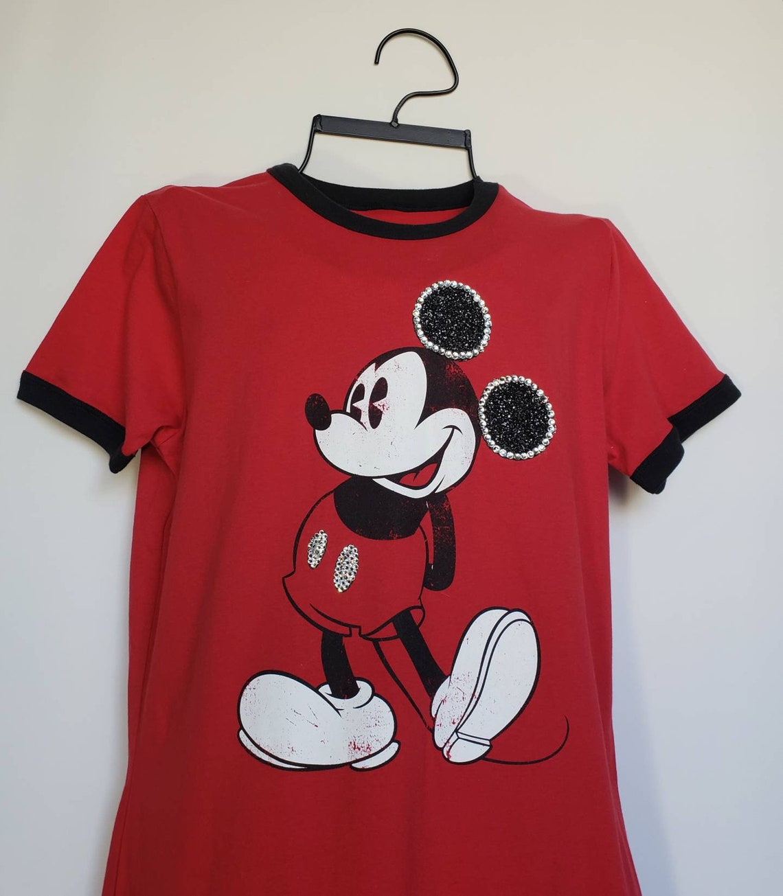 Red Mickey Mouse ringer tshirt. Mickey mouse. Red Mickey Mouse | Etsy