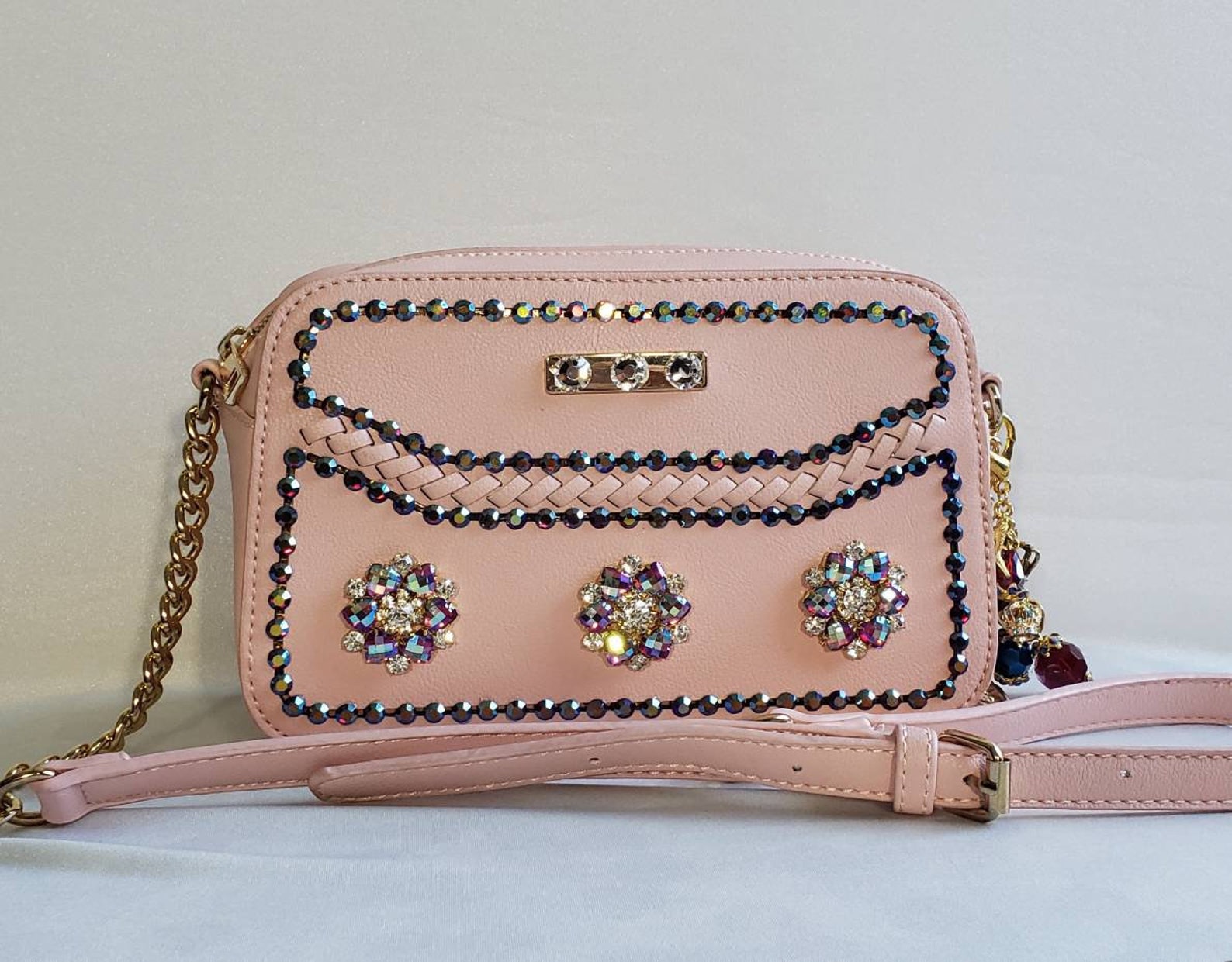 Vegan pink crossbody purse. Blush pink purse. Crossbody purses Etsy