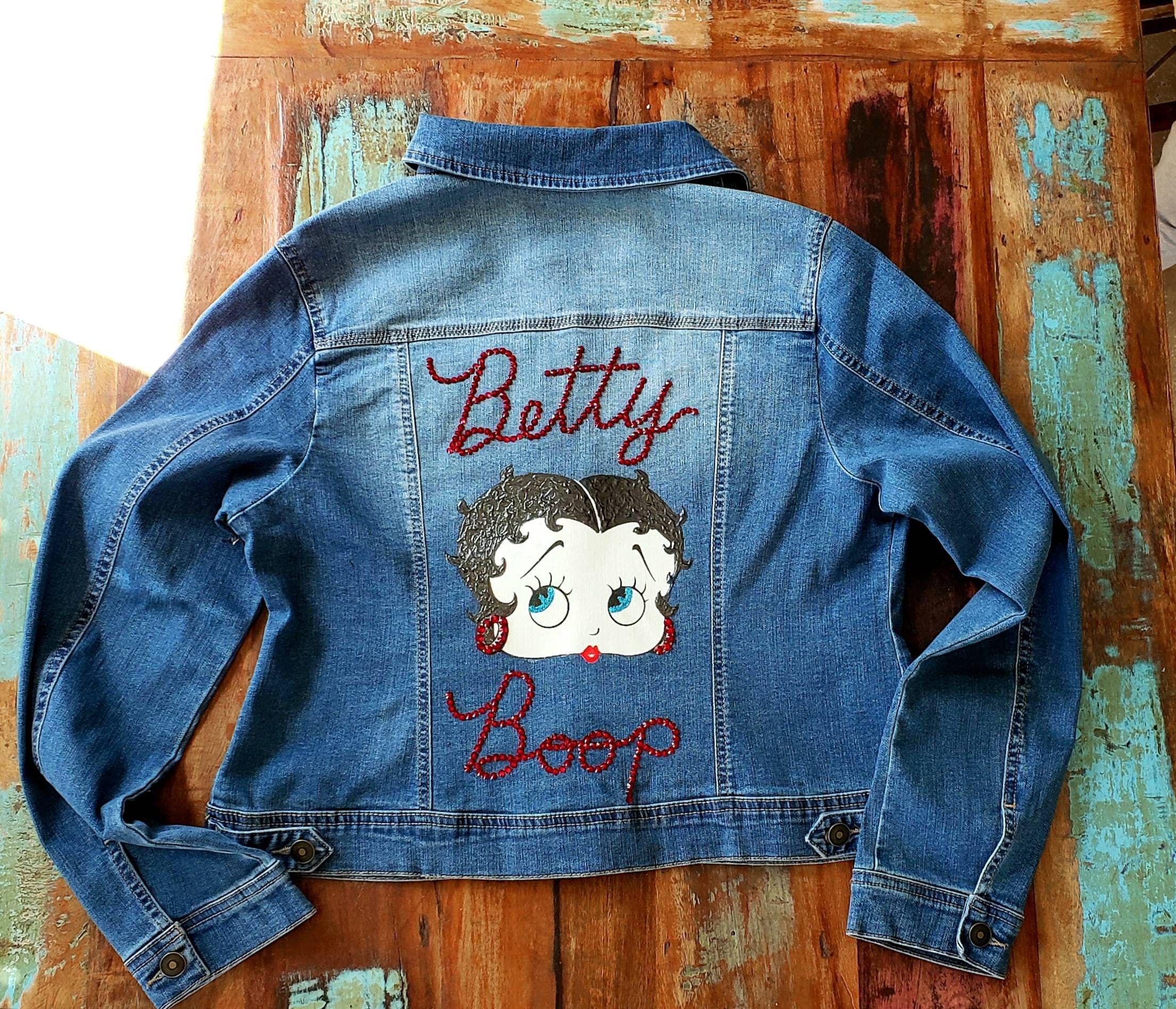 Denim jacket with Betty Boop Bling Betty Boop. Hand painted | Etsy