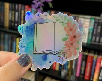 Book & Flowers | Holographic Sticker