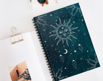 Sun, Moon, Stars | Ruled Line Spiral Notebook