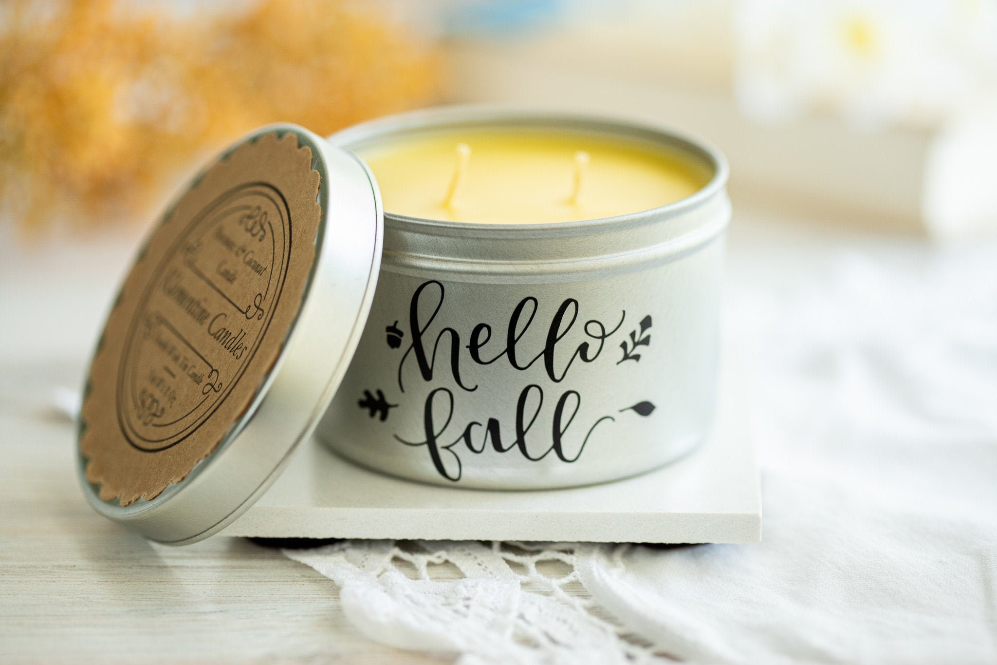 8oz Beeswax & Coconut Candle Double Wick Hand Poured Etsy