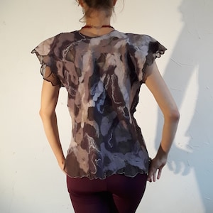 Elegant blouse &quot;Morgengrau&quot;, hand-felted blouse, top, tunic, nuno felt, unique, size. 42-44