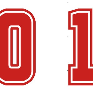 Jersey Numbers Waterslide Nail Decals Red