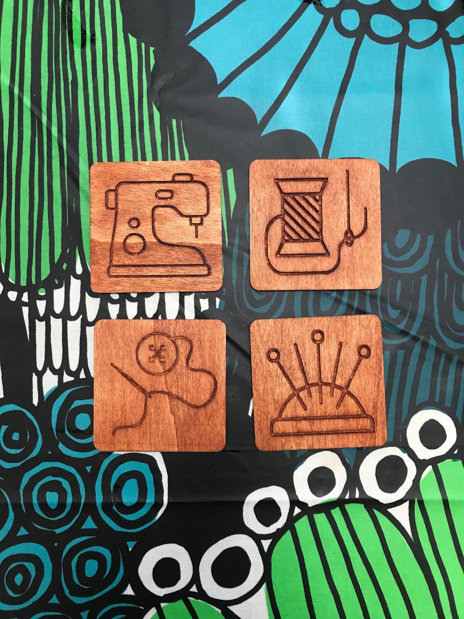 CNC Carved Wooden Coasters Sets of 4 Themed Various Themes Etsy UK