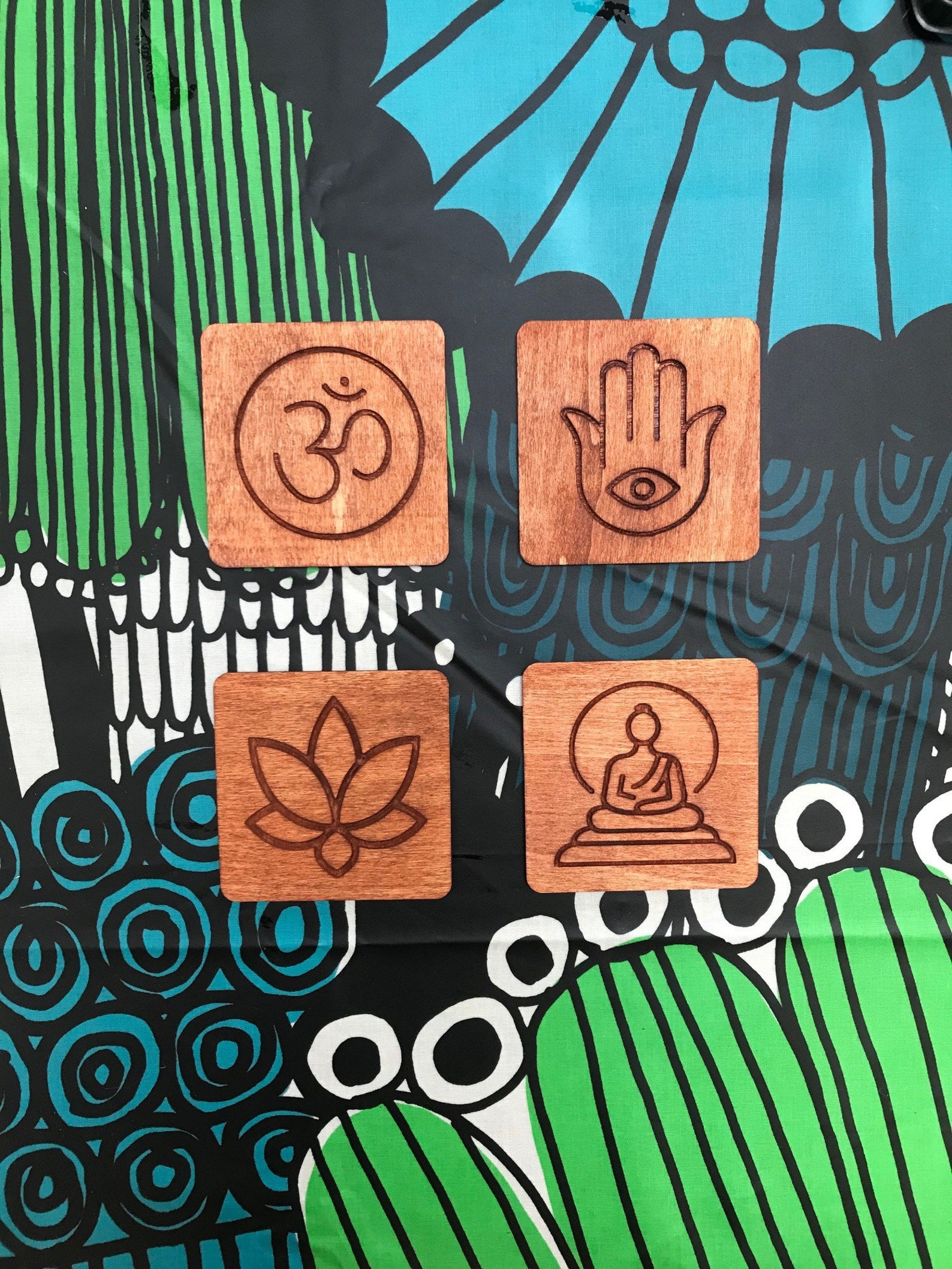 CNC Carved Wooden Coasters Sets of 4 Themed Various Themes Etsy UK