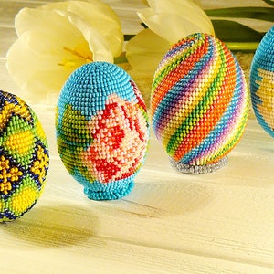 Easter egg beaded with Czech beads,Wooden Easter eggs,Exclusive Easter present,beaded egg with pictures,national motifs,eco friendly present