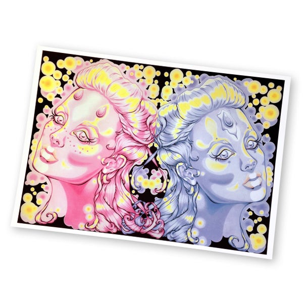 Goddess Art Print - Magical Sisters - Limited Edition Signed A3 Print - Original Fantasy Illustration - Mythical - Myth