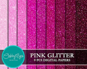 Pink Glitter Digital Papers, Scrapbook Papers Pink Sparkles Clipart  Instant Download