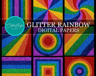 Rainbow Glitter Digital Papers, Scrapbook Papers, Rainbow Sparkles Clipart  Rainbow Background - Instant Download