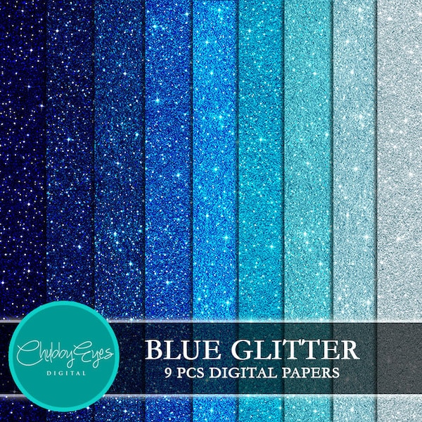 Blau Glitzer Digitale Papiere, Scrapbook Papiere Blau funkelt Clipart, digitaler Hintergrund - Instant Download