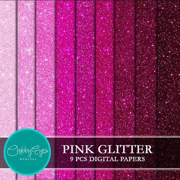 Pink Glitter Digital Papers, Scrapbook Papers Pink Sparkles Clipart  Instant Download
