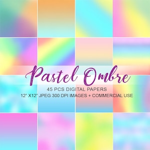 Cyfrowe papiery pastelowe Ombre, kolorowe papiery do scrapbookingu, tło gradientowe - natychmiastowe pobranie