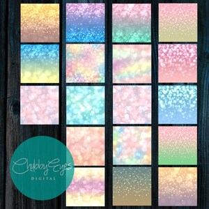 Bokeh Digital Papers, Star Bokeh Overlays, Instant Download Scrapbook Papers Pastel Colorful Background Clipart image 6