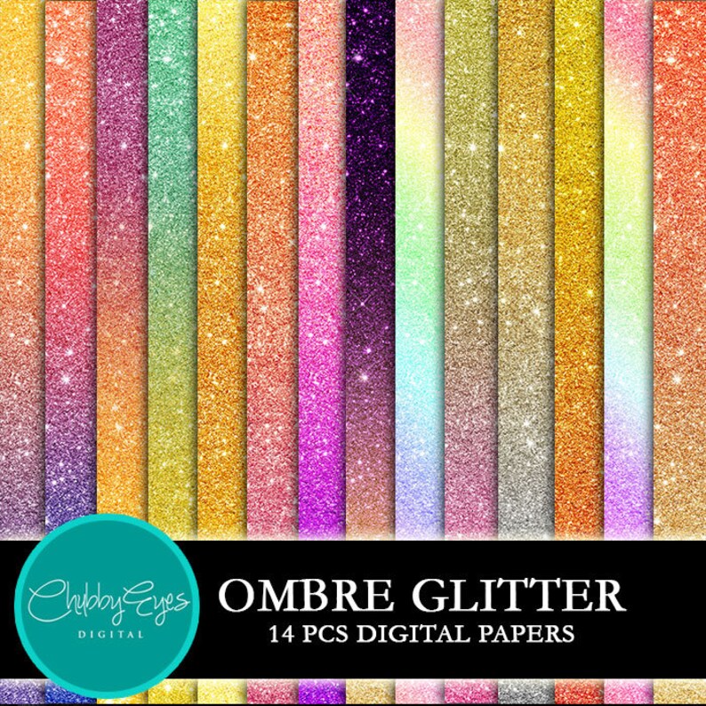 Ombre Glitter Digital Papers Instant Download Scrapbook Papers Etsy