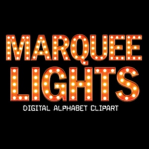 Oranje selectiekader lichten alfabet, vintage lichtbak belettering clip art-digitale Instant Download