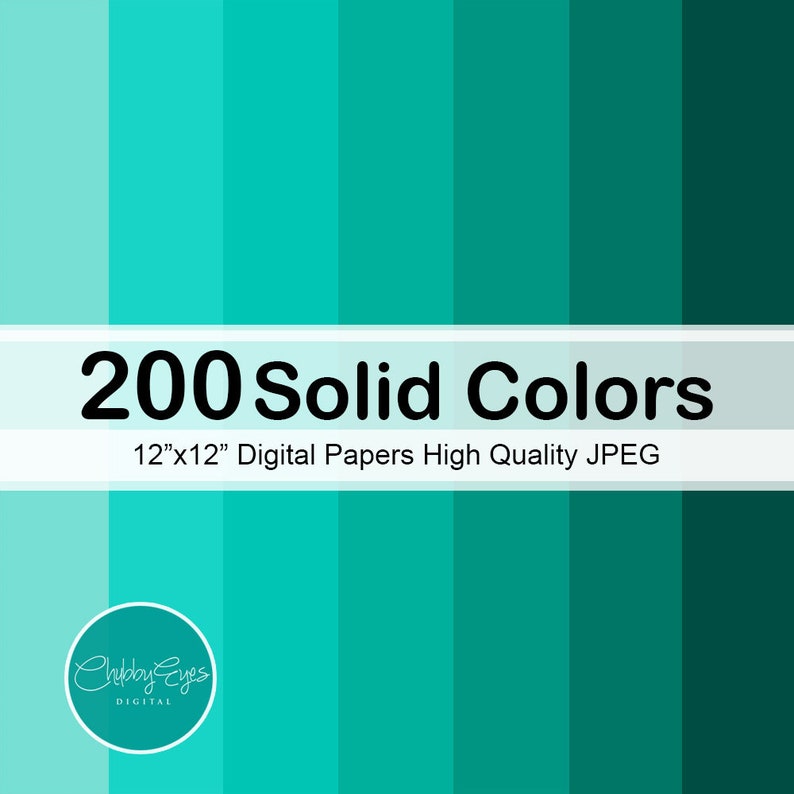 200 Solid Color Digital papers, Plain Color Background Instant Download image 3