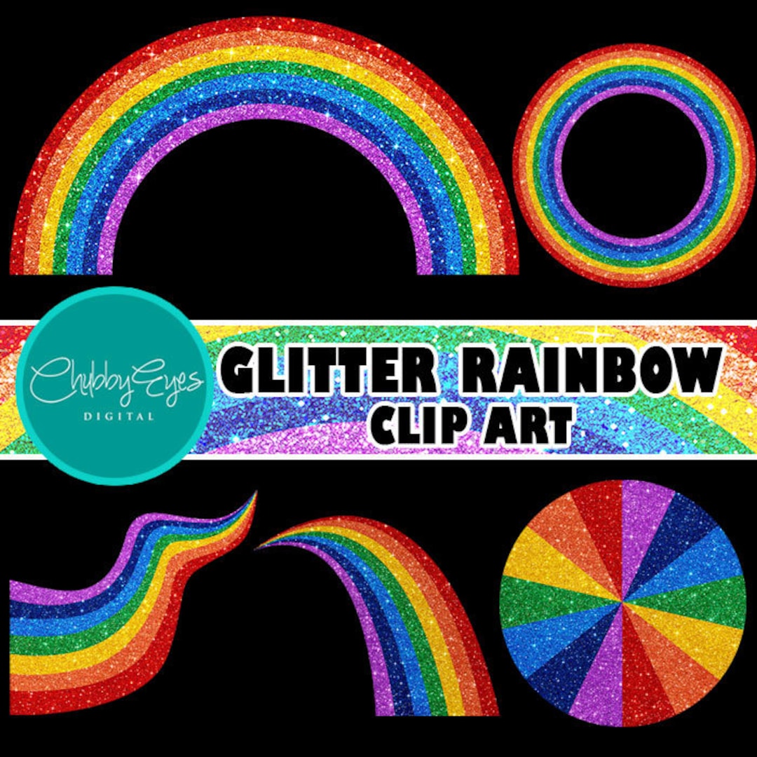 Glitter Rainbow Clip Art Colorful Rainbow Glitter Glitter Clipart 