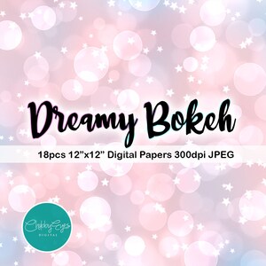 Bokeh Digital Papers, Star Bokeh Overlays, Instant Download Scrapbook Papers Pastel Colorful Background Clipart image 2