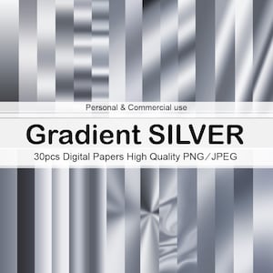 Silver Gradient, Ombre Color Digital papers, Gradient Silver Background - Instant Download