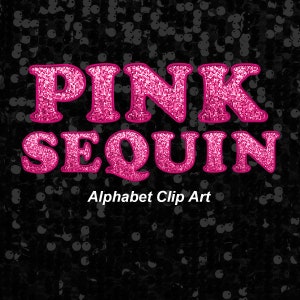 Letras PNG do alfabeto de lantejoulas rosa, clipart de bordado falso, download instantâneo digital