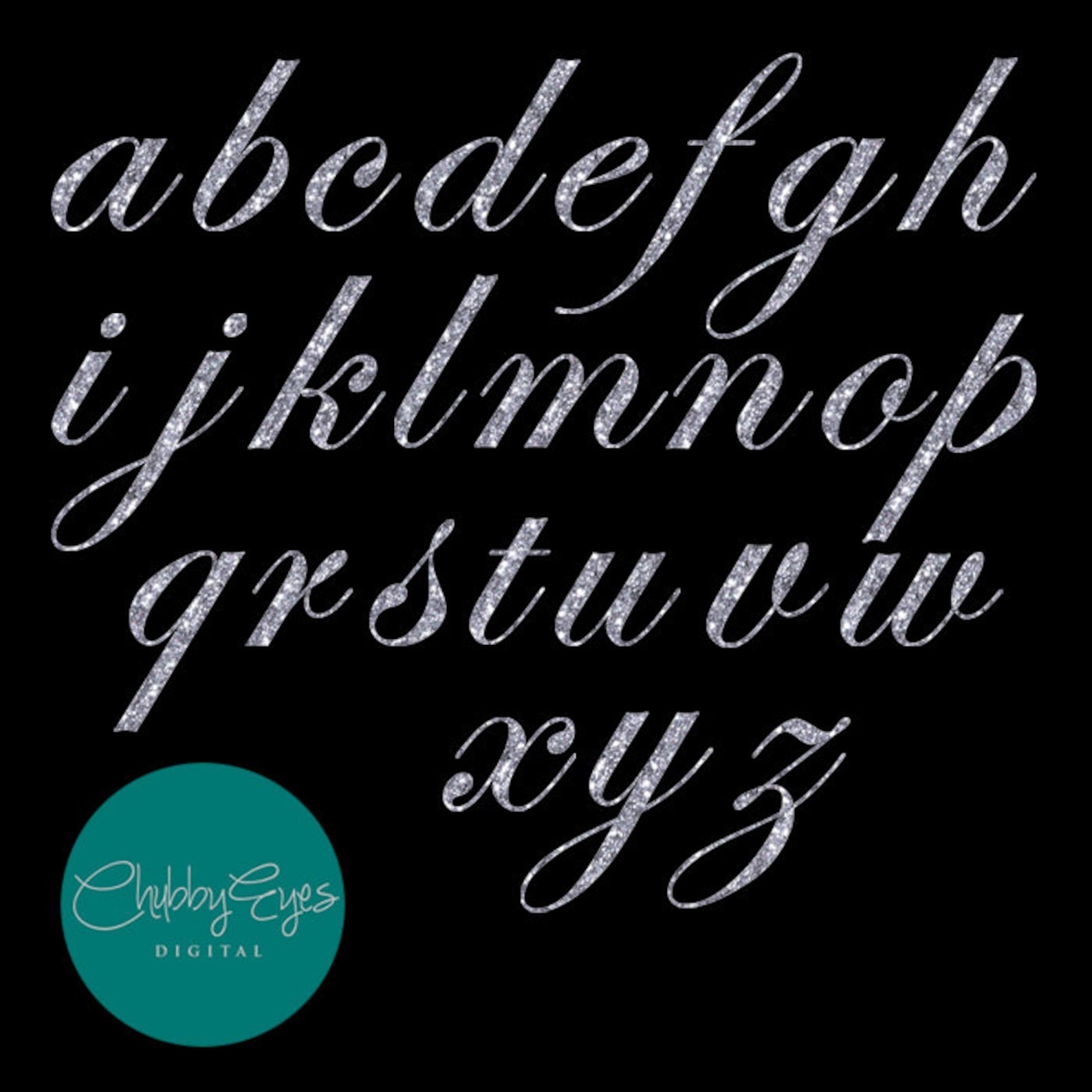 Silver Chunky Glitter Alphabet Clip Art, T, Digital Script Font Style ...