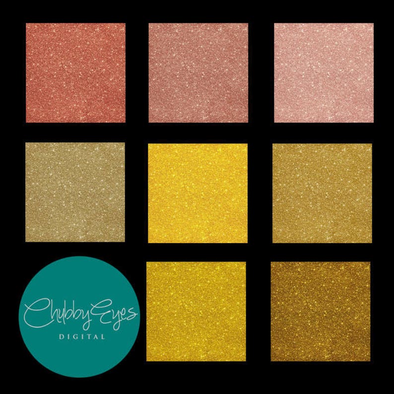Gold and Silver Glitter Digital Papers, Scrapbook Papers Black Sparkles ...