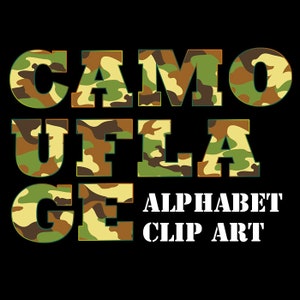 Camo, digitales Alphabet, Camouflage Muster Clip Art, Buchstaben, Alphabet Clipart - Instant Download