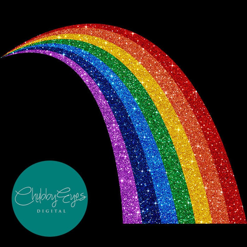 Glitter Rainbow Clip Art Colorful Rainbow Glitter Glitter Etsy