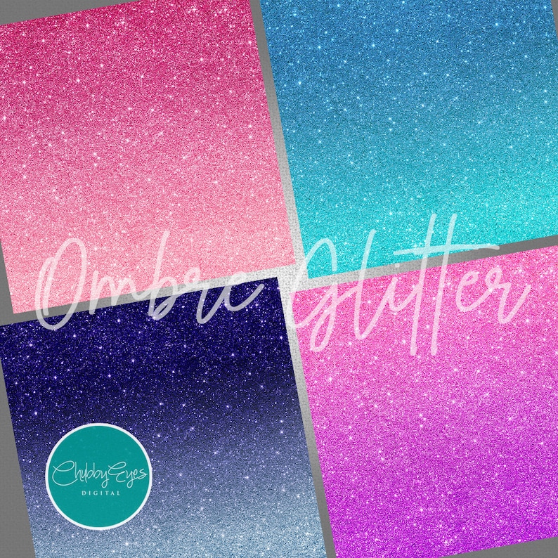 Ombre Glitter Digital Papers, Scrapbook Papers Colorful Glitter Clipart, Instant Download image 6