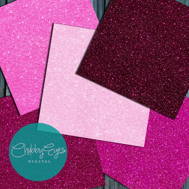 Pink Glitter Digital Papers, Scrapbook Papers Pink Sparkles Clipart Instant Download image 3